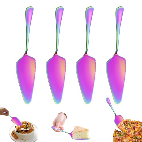 Stainless Steel Cake Shovel, 4 Pieces Cake Shovel Cake Spatula Triangular Multifunctional Cutter with Fine Serrated Edge Suitable for Kitchen (Colour)