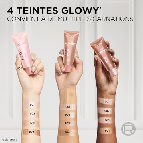 L'Oréal Paris - Fluide Enlumineur Éclat Multi-Usages - Illumine & Hydrate - Enrichi en Beurre de Karité - Lumi glotion - Teinte : 904 - 40 ml