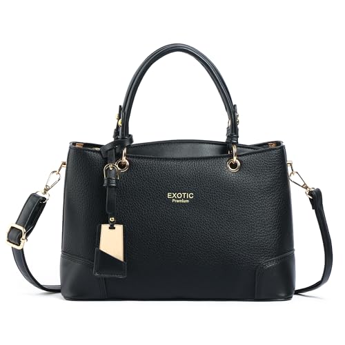 Image of EXOTIC Premium Caramel Edge Structured Handbag for Women | Dual Tone Satchel Bag | Multi-Compartment | Top Handle with Adjustable Sling Strap | Textured PU Leather