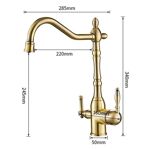 Générique Robinet Filtre à Eau 3 Voies, mitigeur 3 en 1 avec Bec pivotant pour Une Eau Potable Pure, Double poignée, Finition chromée, système de Filtration d'eau pour évier de Cuisine, KeYJ