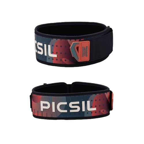 PICSIL - Cinturón Lumbar Recto Neopreno | Competición Powerlifting | Hebilla Versátil y Tirador | Comodidad y Durabilidad | Para Cross training, Halterofilia | Color Navy | Talla M