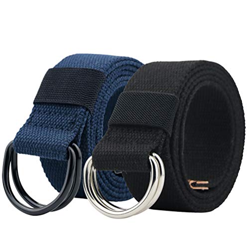 Image of Web Fabric Canvas Belt for Men Women with Double D Ring Buckle 1.5in Wide