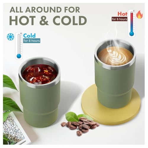 Image of Wosta Classic Tumbler 3.0-16oz /480Ml, Travel Mug with 2-in-1 Straw Lid, Vacuum Insulated Stainless Steel Insulated Mug, Double Walled, Thermos Travel Mug for Hot and Cold Coffee. (Green)