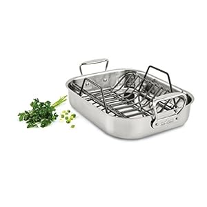   All-Clad-Specialty-Stainless-Steel-Roaster-with-Nonstick-Rack-11x14-Inch-Oven-Broiler-Safe-500F-Roaster-Pan-Pots-and-Pans-Cookware-Silver