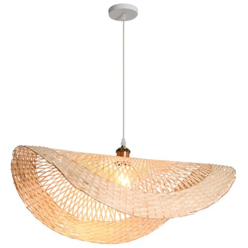 Lámpara de ratán artesanal de 48 cm con sofisticada pantalla trenzada beige