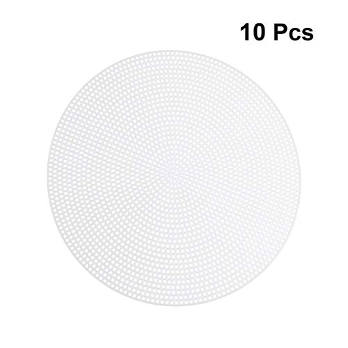 Image of Milisten 7.87In Round Plastic Mesh Canvas 10 Pack Cuttable DIY Mesh Sheet for Cross Stitch Needlepoint Embroidery Bag Bottom Liner Woven Base and Craft Projects