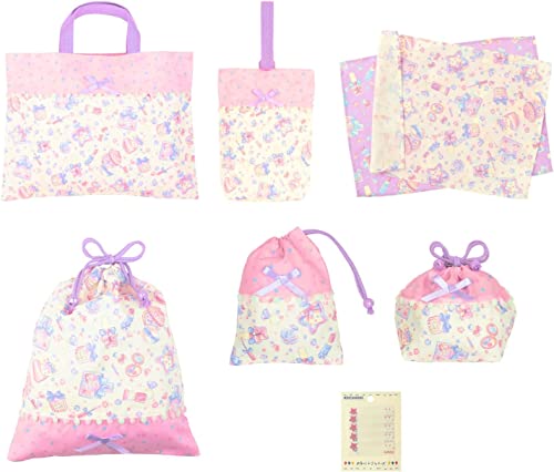 KIYOHARA レッスンバッグ 上履き入れ 体操着袋 ランチョンマット コップ袋 お弁当袋 お名前シール コスメ ホワイト CMC15-S7のサムネイル