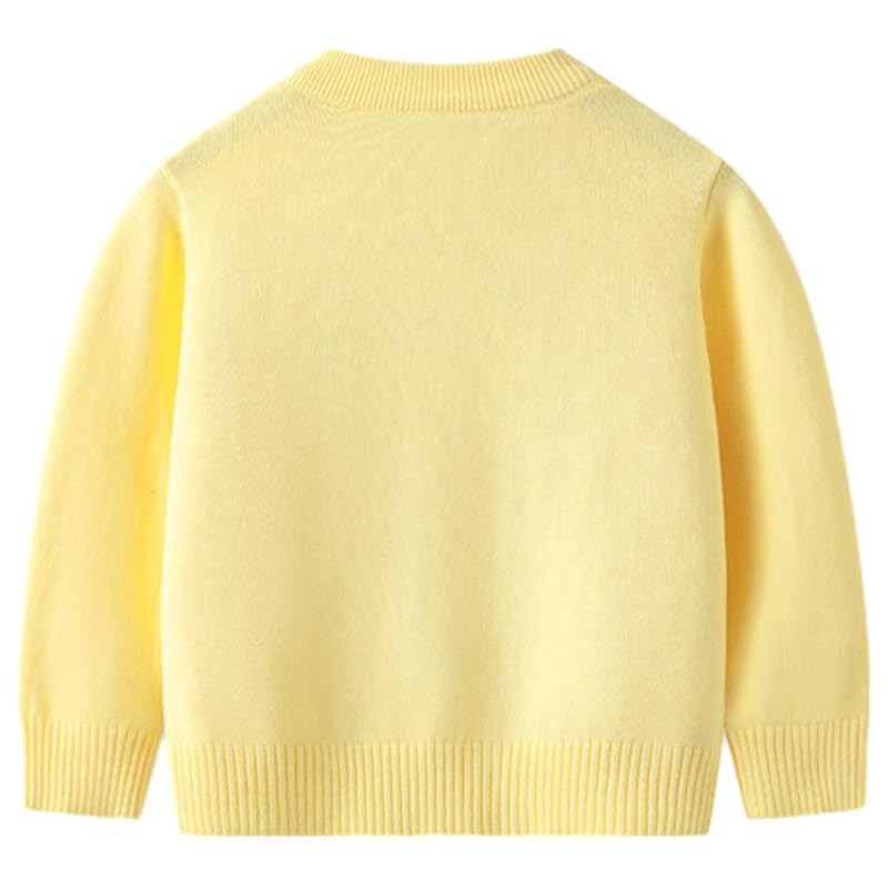 URMGIC Girls Solid Cardigan with Bear Pattern, Girls Long Sleeve Button Cardigan Cotton Knit Sweate3