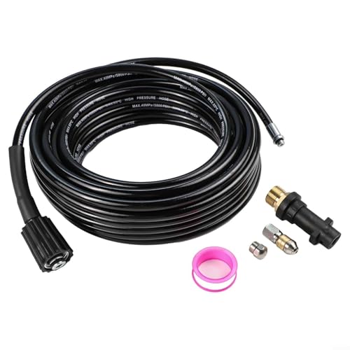Kit de manguera de lavado a presión para Karcher, juego de limpieza de tuberías de 15 m y 20 m con boquilla giratoria, accesorios nominales de 180 bar (15 m)
