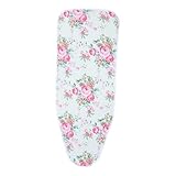 HEMOTON Ironing Board Cover Large Floral Pattern Cotton Thickened Heat Resistant Protective Pad with Elastic