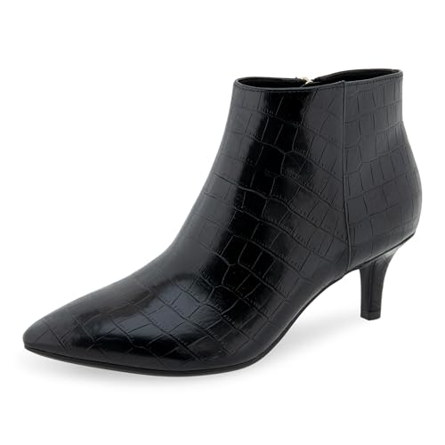 Aerosoles Women's EDITH Ankle Mid Heel Bootiesie, BLACK CROCO PU, 8.5M