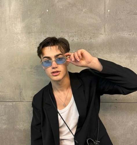 Image of Rectangle Retro UV Protection Sunglasses for Men & Women, Stylish 90's Narrow Frame
