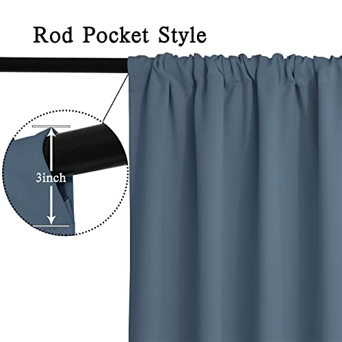Yakamok 18 Inches Long Blackout Curtain Valances For Windows - 2 Panels Blackout Window Valances For Basement With Rod Pocket (Stone Blue,Width 42 By Length 18,1 Panel) #TOP1