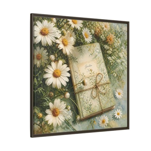 Tableau sur toile marguerites jardin peinture vintage 90x90