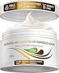 VITAMINS Hair Cosmetics Keratin Hair Mask for Damaged Hair - Protein Keratin Treatment Deep Conditioner for Dry Locks - Collagen Biotin & Castor Oil Repair Dryness & Enhance Shine - 250 ML