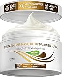 Vitamins Keratin Hair Mask Deep Conditioner - Biotin Protein with Castor Oil Repair for Dry Damaged and Color Treated Hair - Conditioning Treatment for Curly or Straight Thin Fine Hair