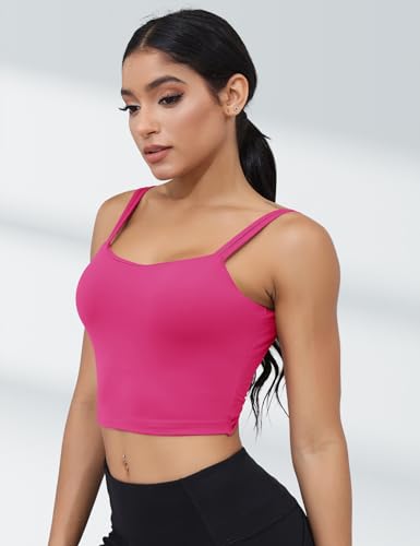Image of LUYAA Womens Workout Sports Bras Backless Padded Yoga Tank Tops Crop Twist Low Back Cami Bra for Gym