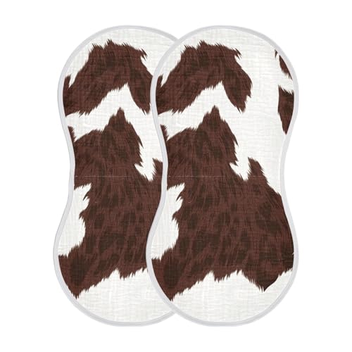 4 Pack Baby Burp Cloths, Soft Absorbent Burping Cloths for Babies, Cotton Milk Spit Up Rags, Large Size for Newborns, Baby Boys and Girls (Rustic Hide Design)3