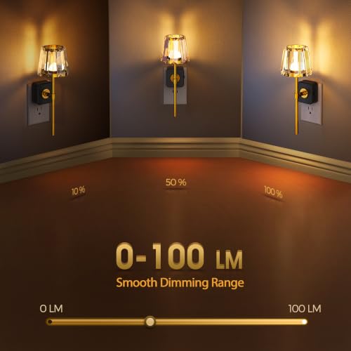 Image of LED Night Lights Plug into Wall, Decorative Crystal Nightlights | 2 Pack Dimmable Night Light 180 Rotating Plug in, Dusk to Dawn Sensor, Crystal Wall Sconces for Bedroom Hallway Living Room