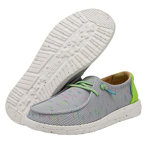 Image of HEYDUDE Women's Wendy Sox Glow Blu Size 7 | Women's Shoes | Women's Lace Up Loafers | Comfortable & Light-Weight
