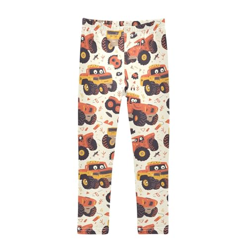 Hand Drawn Truck Car Pattern Cute Kids Girl's Leggings Fashion Full Length Pants Sports