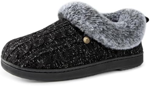 HomeTop Women's Cable Knit Slippers Breathable Warm Comfy Non-sli...