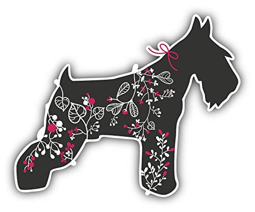Miniature Schnauzer Floral Vinyl Decal Sticker Waterproof Car Decal Bumper Sticker 5"