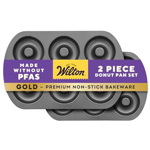 Wilton Gold Non-Stick 2 Piece Donut Pan Set,...