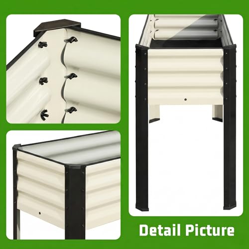Image of SnugNiture Raised Garden Bed with Legs, 2PCS 48x18x32in Outdoor Metal Elevated Raised Planter Box for Backyard, Patio, Balcony