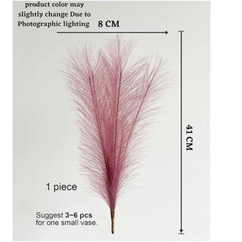Image of SATYAM KRAFT 48 Pcs Faux Pampas Grass Small Artificial Flowers | Fake Flower for Vase Decoration, Home Decor, Office, Bedroom, Table, Balcony, Corner Styling and Craft Items Corner (Red)