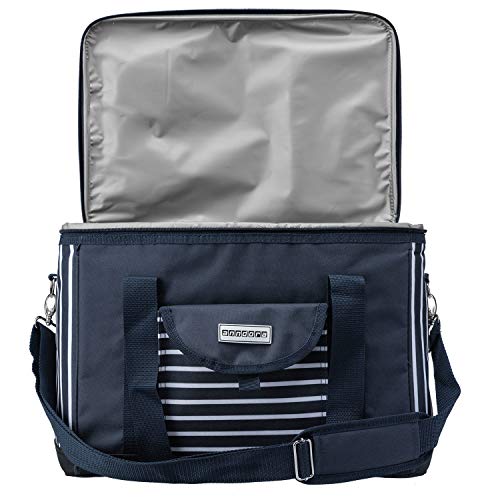anndora Kühltasche XL Navy blau weiß 40 Liter - Kühlbox Isoliertasche Picknicktasche