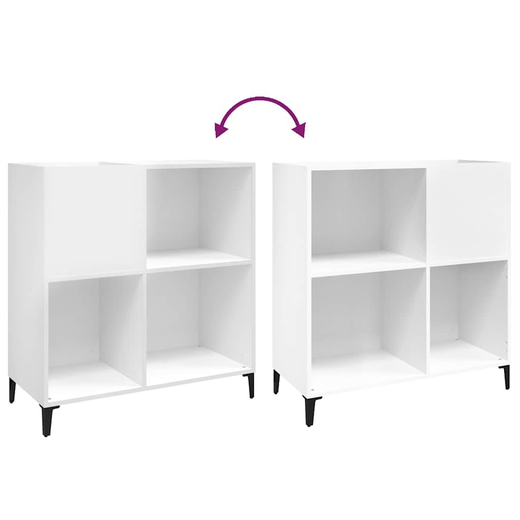 Armadio per dischi in vinile, 84,5 x 38 x 89 cm, colore: bianco | Armadietto versatile per soggiorno e ufficio con spazio per LP e robusto ripiano per giradischi.