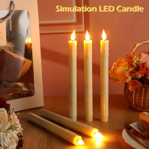 Image of Baquler 48 Pcs 10 inch Ivory Flameless Taper Candle LED Sticks Battery Operated | Candle Sticks Bulk, No Battery, Flickering LED Candlestick, Window Wedding Halloween Christmas Decor, Plastic