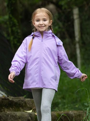 Image of SaphiRose Kids Waterproof Rain Jacket Mesh Lined with Removable Hood | Lightweight rain coat, windproof, breathable, school, camping, travel, outdoor play, boys and girls