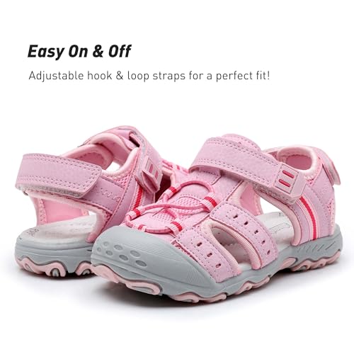 Image of Ahannie Toddler Sandals for Boys Girls Kids Closed Toe Outdoor Summer Shoes | Dual Hook-and-Loop, Adjustable Fit, Protective Wide Toe, Flexible Non-Slip Sole
