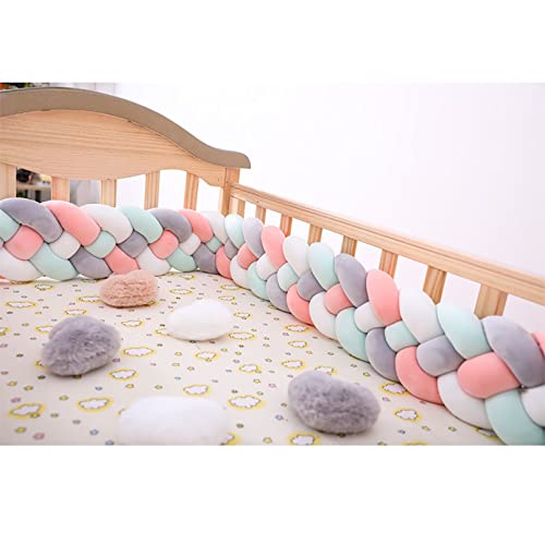 LOVEXIN Chichoneras Cuna Parachoques Trenzados, 4 Hilos Almohada Lateral, Almohada de Felpa Anudada,Almohada Anudada Larga con Forma Serpiente, Protector Cabeza,6,2.5M Cover