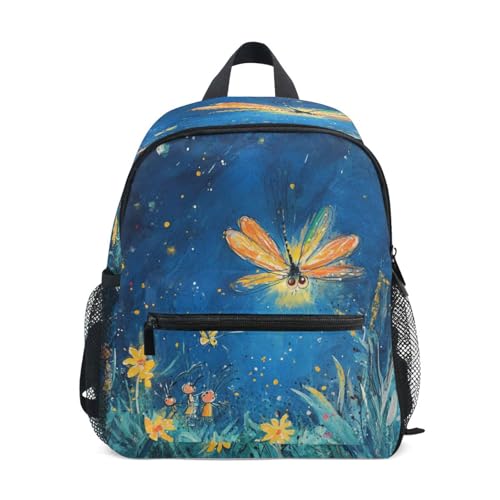 Wudan Firefly Lighting Up The Night Kids Backpack for Boy Bottle Pockets Boys Girls Bookbag for Airplane S
