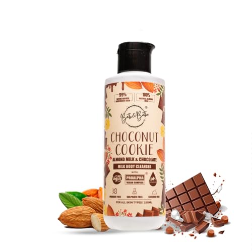 Image of Bath&Bathe Choconut Cookie Body Wash - Chocolate & Almond Milk | Sulfate-Free, Paraben-Free Body Cleanser | Hydrating & Brightening for Soft, Glowing Skin 250 ml