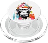 Farbenfroher Schimpanse, lebendiger Kunstausdruck PopSockets PopGrip für MagSafe