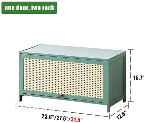 Modern Bamboo Shoe Cabinet with Rattan Doors - Space-Saving Flip Shoe Rack for Entryway, Hallway, Bathroom & Kitchen（Natural,2tiers-31.5） image 3