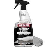 Weiman Quartz Countertop Cleaner and Polish - Clean and Shine Your Granite, Marble Countertops, Kitchen Island, and Stone Surfaces with UV Anti-Fade Protection, Citrus, 24 Ounce with Microfiber Cloth