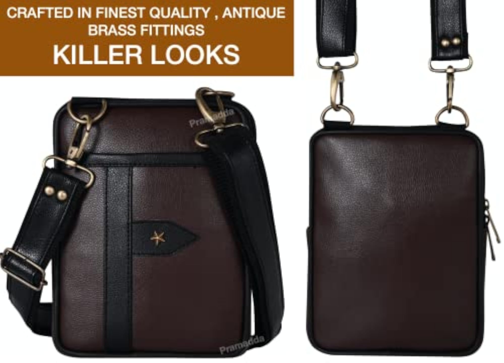 Stylish Brown Leather Sling Crossbody Bag for Men
