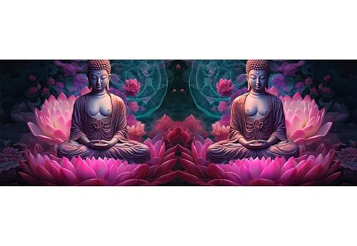 5D Kit Completo Pintura de Diamantes Flor De Buda Grande 5D Diamond Art Mosaico Artesanía Kit, 5D Diamond Painting Pedrería Diamond Painting Accesorios Kit para Decor Hogar 45x130 cm/18x51 Inch M-602