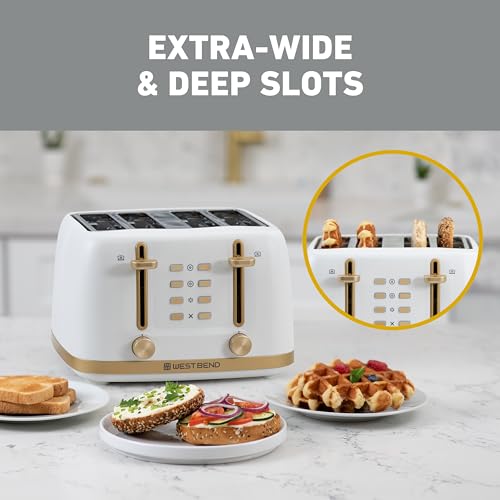 West Bend Timeless 4-Slice Toaster, Stainless Steel, in White Gold - Image 3