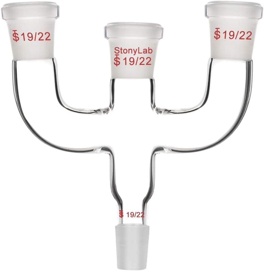 StonyLab 4 Way Claisen Distillation Adapter with 19/22 Joints Connecting Adapter Lab Supply, SL-L1M2M5R1