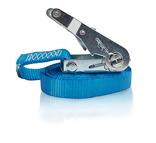 4er Set Spanngurt mit Stabiler Druckratsche,einteilig, zum Umreifen, DoZurr 1000, belastbar bis 1000 kg, 25 mm breit x 4 m lang, blau