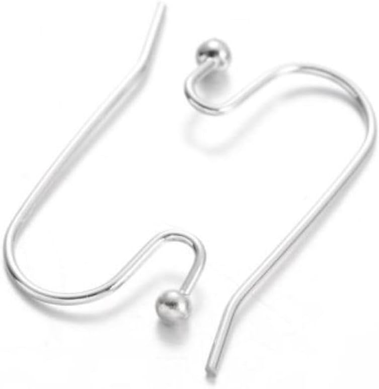 Adabele 50pcs Hypoallergenic Ball End Fish Earring Hooks 20mm Sterling Silver Plated Brass Ear Wire for DIY Craft Earrings Jewelry Making CF206-S - Image 4