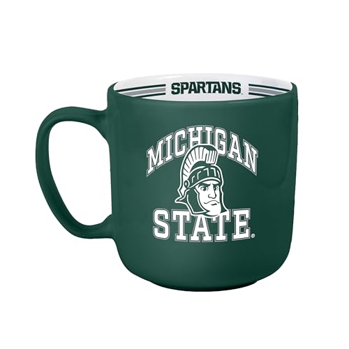 Logo Brands NCAA Michigan State Spartans 15oz Stripe Mug - Team Logo Inside Print Standard Handle Microwave & Dishwasher Safe