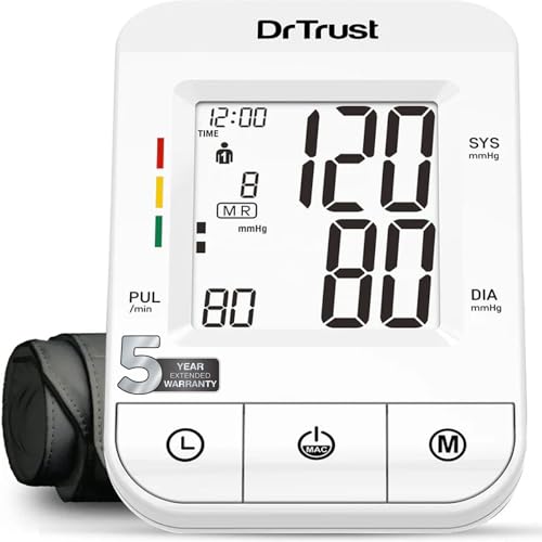 Image of Dr Trust (USA) ICheck Fully Automatic Digital Blood Pressure Monitor Machine with MDI Technology, Large Display Cuff,Accurate BP Monitor for Home Use (White) - Model 116
