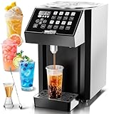 WantJoin Fructose Dispenser - 8L 16 Presets Stainless Steel Automatic Sugar Syrup Dispenser Machine with Drip Tray and Measuring Cup Mixing Stick for Commercial Bubble Tea, Coffee, Juice Shops, Black